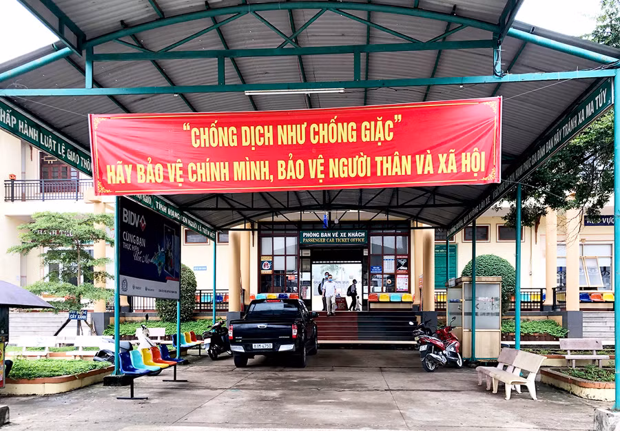 Bến xe Đức Long Gia Lai tăng cường phòng-chống dịch bệnh Covid-19. Ảnh: Lê Hòa