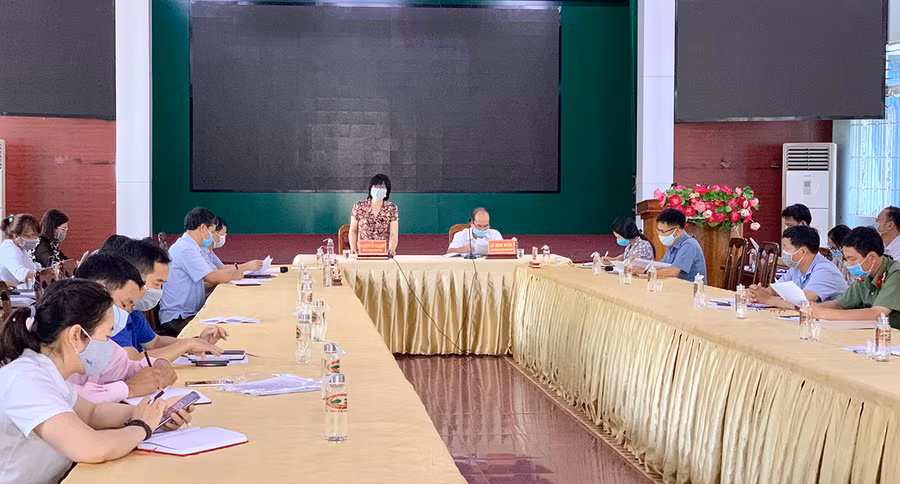 Phó Chủ tịch UBND tỉnh Nguyễn Thị Thanh Lịch phát biểu tại buổi làm việc với Ban Chỉ đạo phòng-chống dịch bệnh Covid-19 huyện Chư Sê. Ảnh: Như Nguyện