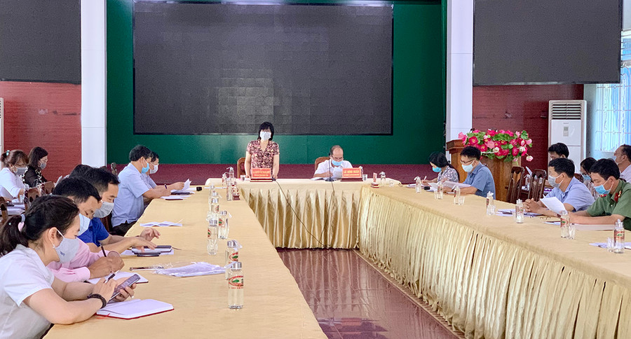 Phó Chủ tịch UBND tỉnh Nguyễn Thị Thanh Lịch phát biểu tại buổi làm việc với Ban Chỉ đạo phòng-chống dịch bệnh Covid-19 huyện Chư Sê. Ảnh: Như Nguyện