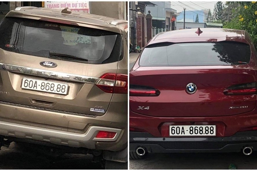Hai chiếc ôtô trùng biển số 60A - 868.88. Ảnh: Minh Châu Hai chiếc ôtô trùng biển số 60A - 868.88. Ảnh: Minh Châu