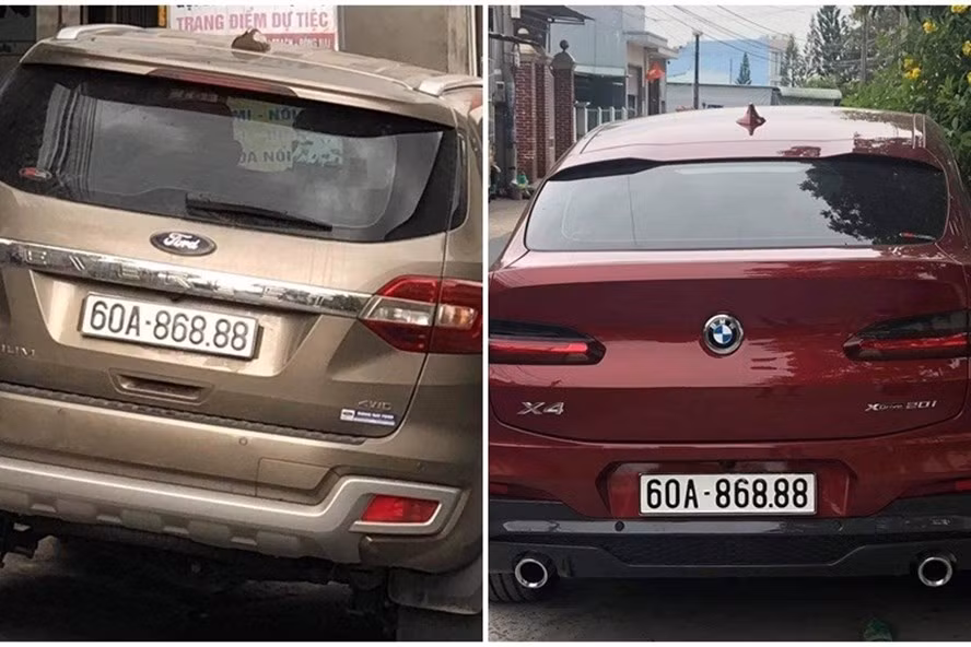 Hai chiếc ôtô trùng biển số 60A - 868.88. Ảnh: Minh Châu Hai chiếc ôtô trùng biển số 60A - 868.88. Ảnh: Minh Châu