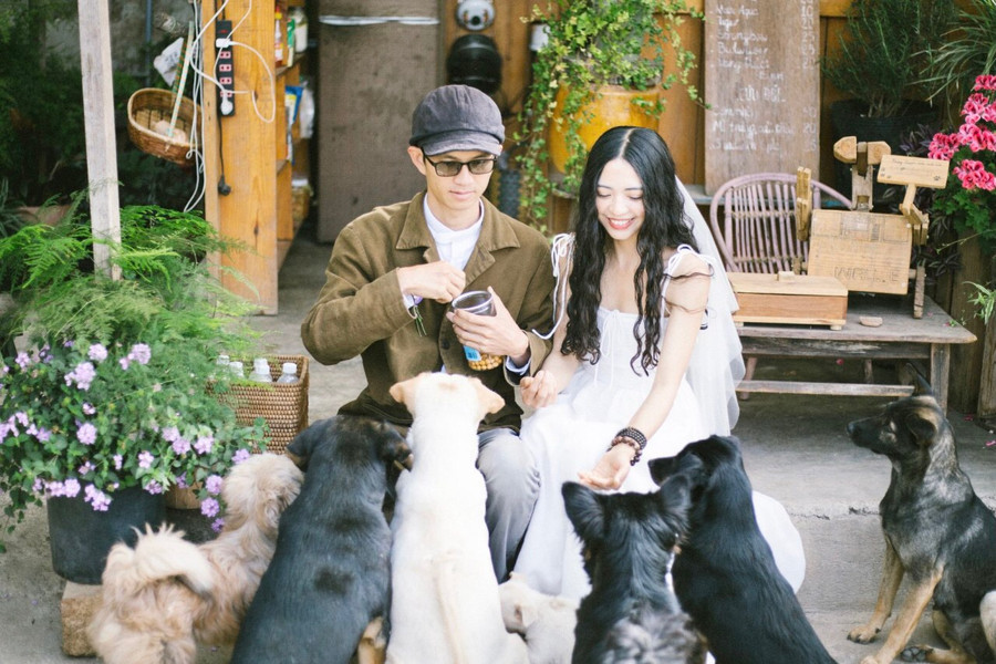 Sau những gian nan, cặp đôi tận hưởng niềm vui mỗi ngày bằng việc đón khách, nuôi chó, hái rau