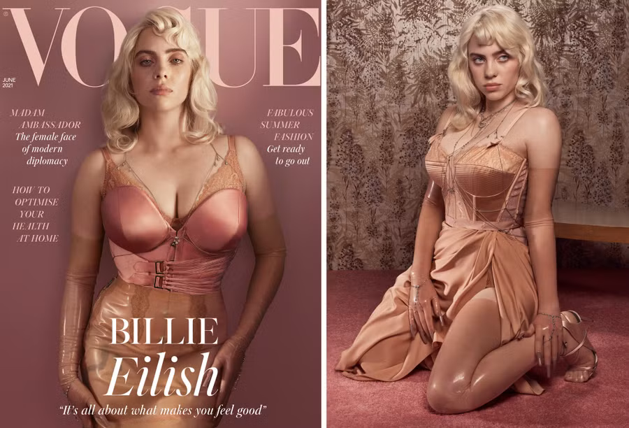 Billie Eilish cảm thấy bản thân giống phụ nữ hơn với diện mạo mới. ẢNH: VOGUE