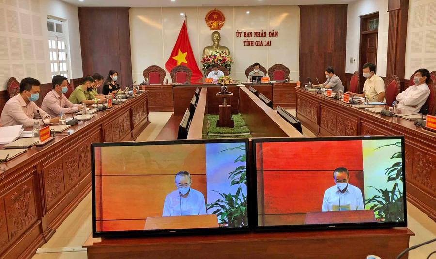 Quang cảnh Hội nghị trực tuyến phòng, chống bệnh VDNC trên trâu, bò tại điểm cầu Gia Lai