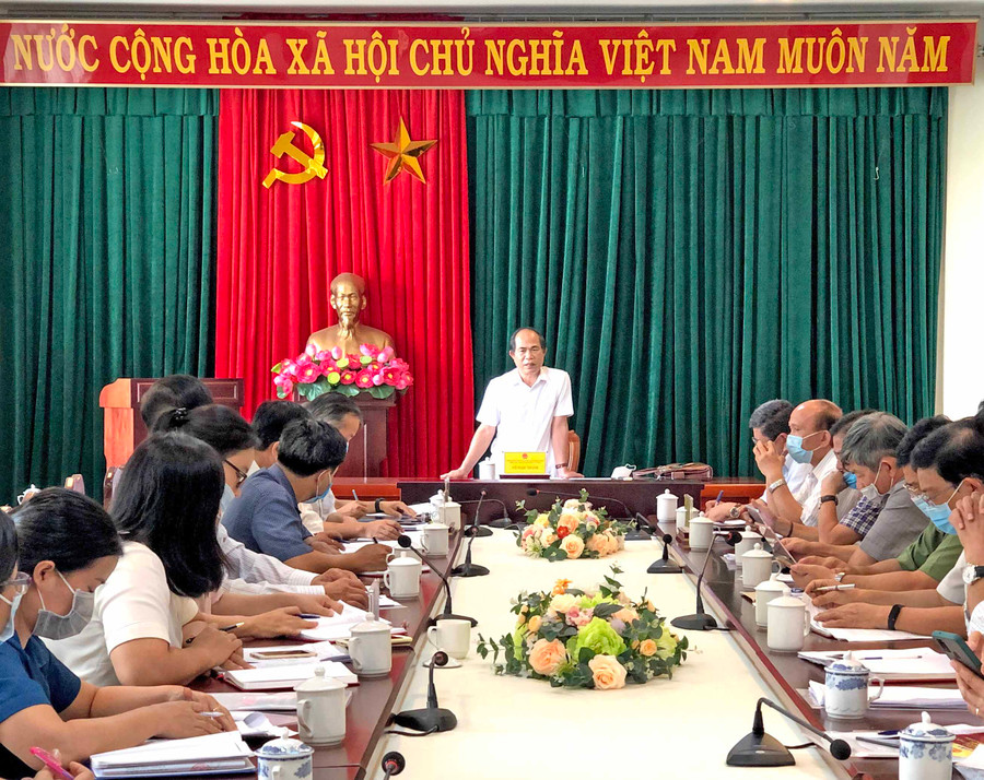 đồng chí Võ Ngọc Thành-Phó Bí thư Tỉnh ủy, Chủ tịch UBND tỉnh, Phó Chủ tịch Ủy ban bầu cử tỉnh phát biểu tại buổi kiểm tra triển khai công tác bầu cử tại thị xã An Khê. Ảnh Lê Hòa