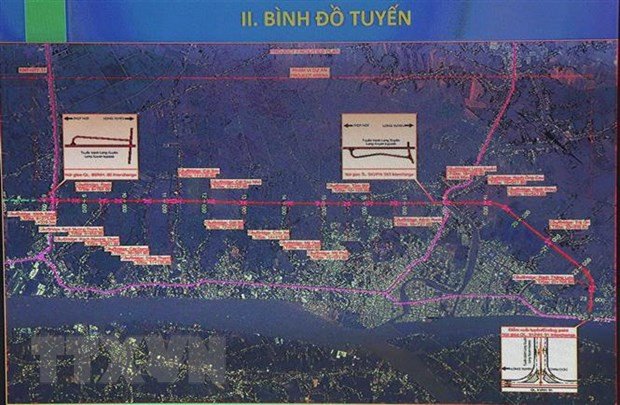 Bình đồ tuyến đường tránh thành phố Long Xuyên, tỉnh An Giang. (Ảnh: Công Mao/TTXVN) Bình đồ tuyến đường tránh thành phố Long Xuyên, tỉnh An Giang. (Ảnh: Công Mao/TTXVN)