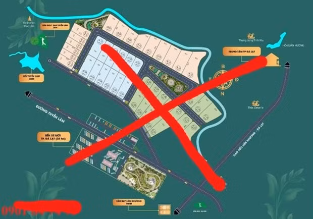 'Dự án ma' 'The Xinh Village - Làng biệt thự xanh' được rao bán trên mạng xã hội. (Nguồn: Thanh tra)