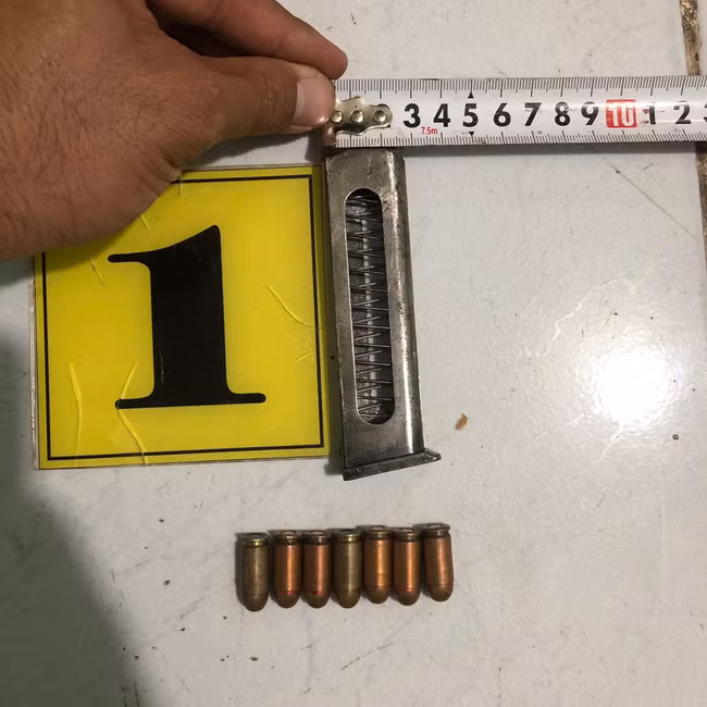 Khẩu súng cùng số đạn bị thu giữ.