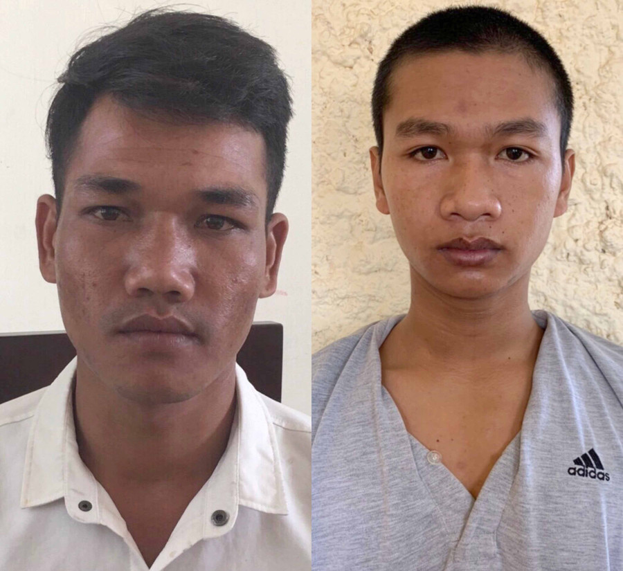 2 đối tượng Tung (trái) và Phước tại Cơ quan Công an. Ảnh: Văn Ngọc