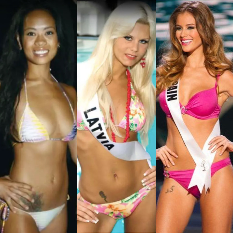 Một số thí sinh Hoa hậu Hoàn vũ không ngại để lộ hình xăm khi dự thi. ẢNH: CHỤP MÀN HÌNH