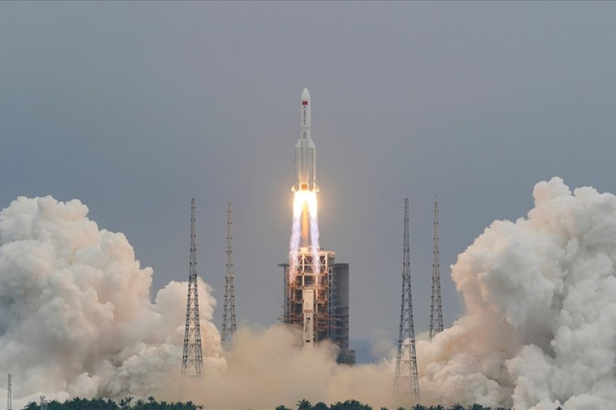 Tên lửa Trung Quốc Trường Chinh 5B phóng module Thiên Hà hôm 29.4. Ảnh: Cơ quan Vũ trụ Trung Quốc