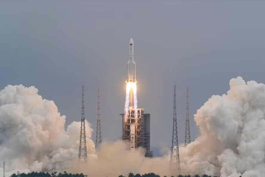 Tên lửa Trung Quốc Trường Chinh 5B phóng module Thiên Hà hôm 29.4. Ảnh: Cơ quan Vũ trụ Trung Quốc