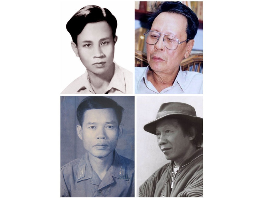 Chân dung 4 nhà văn (từ trên xuống và từ trái qua): Nguyễn Thi, Nguyễn Khải, Nguyễn Minh Châu, Thu Bồn. Ảnh: T.L
