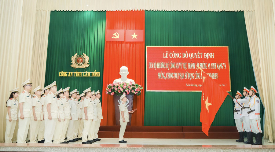 Lễ công bố thành lập Phòng PA05, Công an Lâm Đồng. Ảnh: LÂM VIÊN
