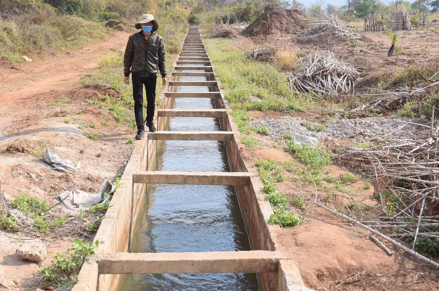 Công trình thủy lợi Plei Keo tưới mát cánh đồng lúa nước tại xã Ayun (huyện Chư Sê). Ảnh: Minh Nguyễn