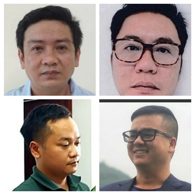  4 bị can (từ trên xuống, từ trái qua): Nguyễn Thanh Nhã, Nguyễn Trung Bảo, Đoàn Kiên Giang, Trương Châu Hữu Danh. Ảnh: Công an Cần Thơ.