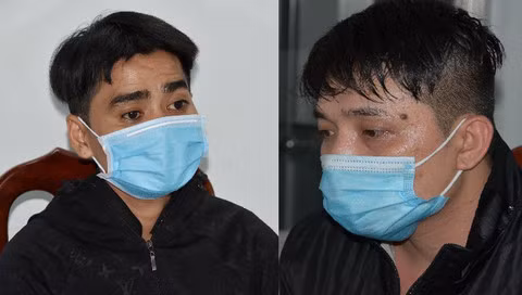 Tấn và Trọng tại công an - Ảnh: Trọng Tín.