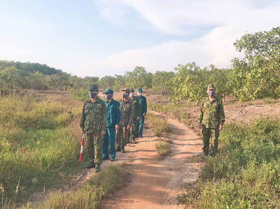các lực lượng tăng cường tuần tra, kiểm soát trên biên giới Ia Nan