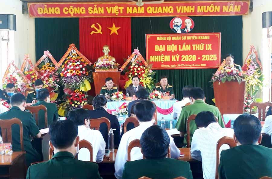 Quang cảnh Đại hội Đảng bộ Quân sự huyện Kbang lần thứ IX, nhiệm kỳ 2020-2025. Ảnh: Ngọc Minh Quang cảnh Đại hội Đảng bộ Quân sự huyện Kbang lần thứ IX, nhiệm kỳ 2020-2025. Ảnh: Ngọc Minh