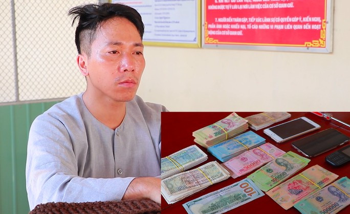  Cường cùng tài sản trộm cắp trong tịnh xá. Ảnh: Công an Tam Bình cung cấp