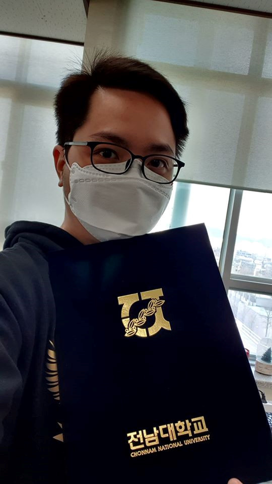 Võ Hoàng Trọng tại ĐH Quốc Gia Chonnam, Gwangju, Hàn Quốc/ Ảnh: NVCC