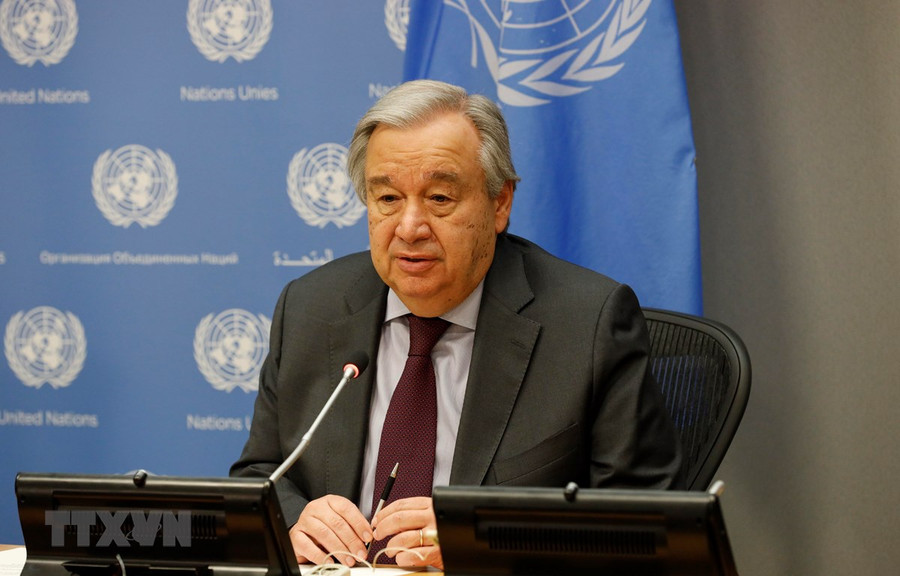 Tổng Thư ký LHQ Antonio Guterres phát biểu tại trụ sở LHQ ở New York, Mỹ, ngày 10/3. (Ảnh: THX/TTXVN) Tổng Thư ký LHQ Antonio Guterres phát biểu tại trụ sở LHQ ở New York, Mỹ, ngày 10/3. (Ảnh: THX/TTXVN)