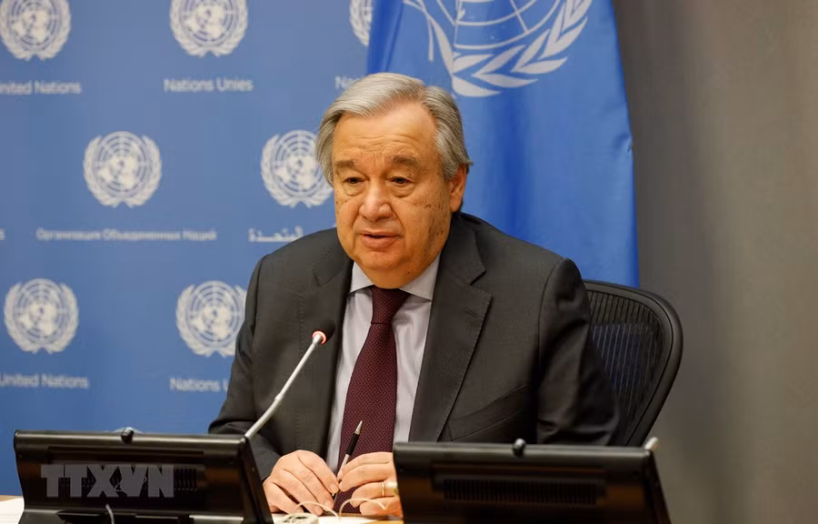 Tổng Thư ký LHQ Antonio Guterres phát biểu tại trụ sở LHQ ở New York, Mỹ, ngày 10/3. (Ảnh: THX/TTXVN)