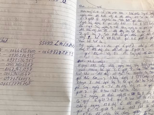 Sổ nhật ký tin tức thời tiết của chị Lương Thị Diệp.