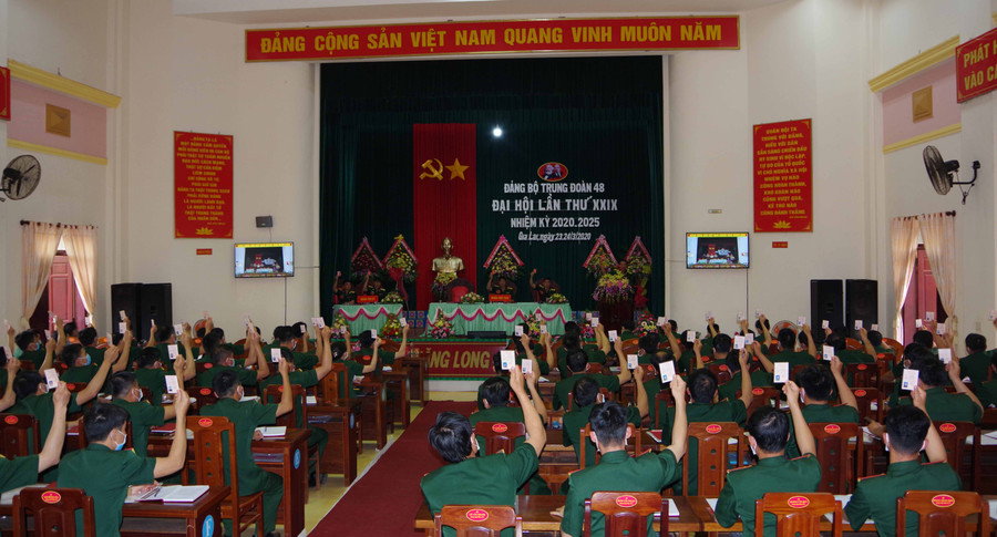  Đại hội biểu quyết thông qua các chỉ tiêu. Ảnh: Vĩnh Hoàng 