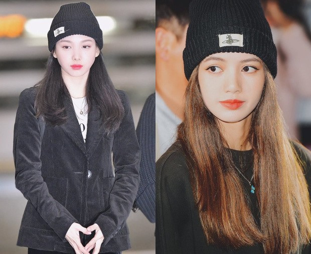 Lisa và Nayeon cùng đội mũ len đen khi xuất hiện tại sân bay. 