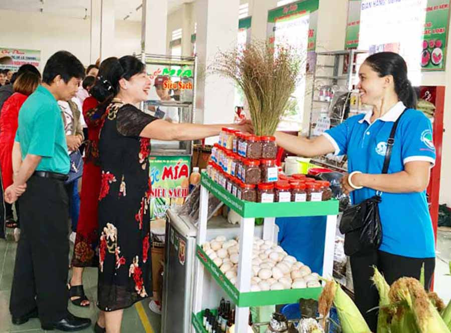  Chợ phiên Cửa khẩu Quốc tế Lệ Thanh là nơi để nhiều doanh nghiệp ở huyện Đức Cơ quảng bá sản phẩm. Ảnh: H.D