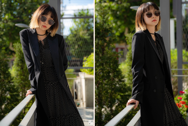 Bộ váy đen dài cùng blazer và mắt kính đen được xem là gần giống với tạo hình của Kim Da Mi trong bộ phim truyền hình Itaewon Class (Tầng lớp Itaewon) đình đám. ẢNH: ANDU ENTERTAINMENT Bộ váy đen dài cùng blazer và mắt kính đen được xem là gần giống với tạo hình của Kim Da Mi trong bộ phim truyền hình Itaewon Class (Tầng lớp Itaewon) đình đám. ẢNH: ANDU ENTERTAINMENT