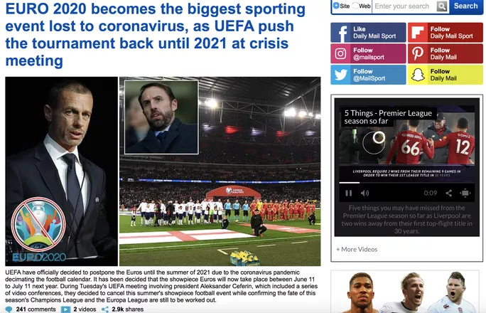 Bài viết trên DailyMail xoay quanh quyết định của UEFA