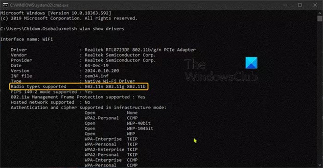 Kiểm tra thiết bị có hỗ trợ tần sóng Wi-Fi 5 GHz/ Ảnh chụp màn hình