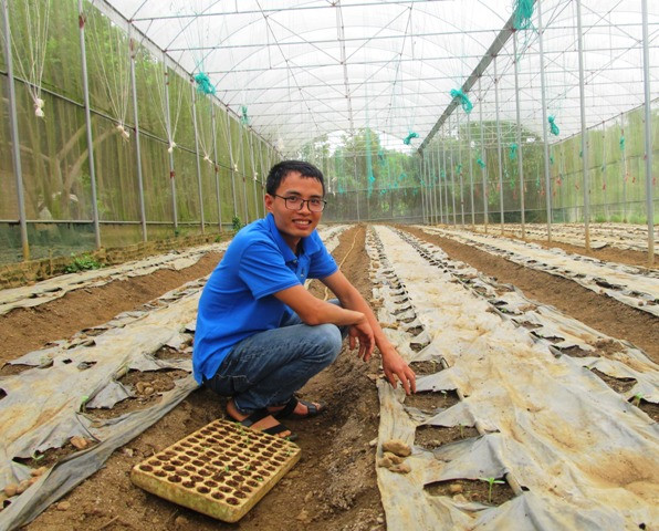Chàng trai trẻ Dương Văn Khoa dự định sẽ trồng dâu tây trong nhà màng trong vụ tới