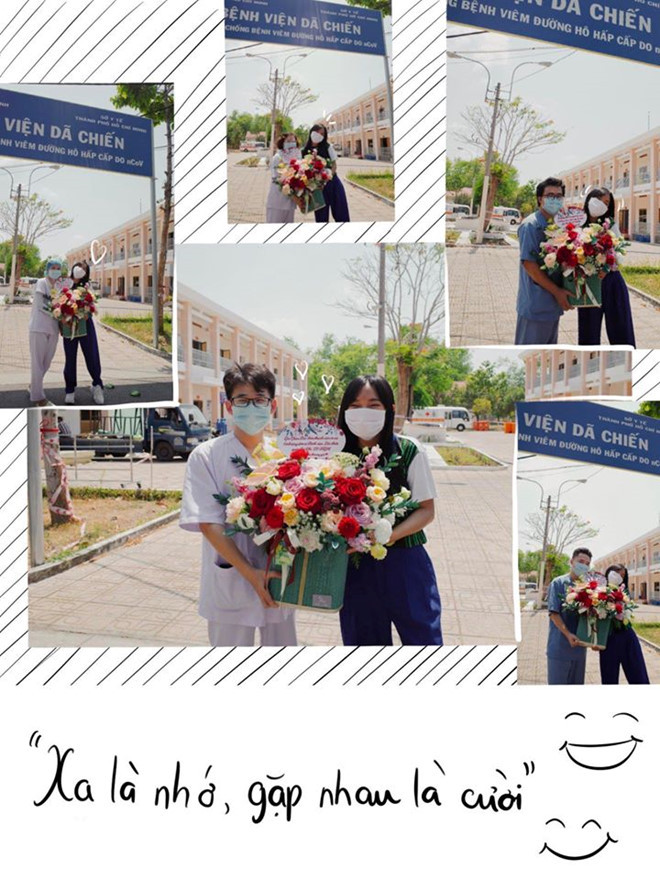 Châu Bùi quay trở lại khu cách ly tặng mọi người 140 quạt máy và 1.000 chai nước rửa tay. Ảnh: NVCC