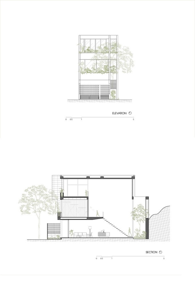 Mặt đứng và mặt cắt công trình. Mặt đứng và mặt cắt công trình.