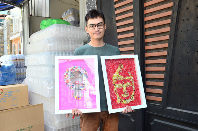 Mỗi bức tranh là một sự sáng tạo theo cách riêng của Thành/ HOA NỮ