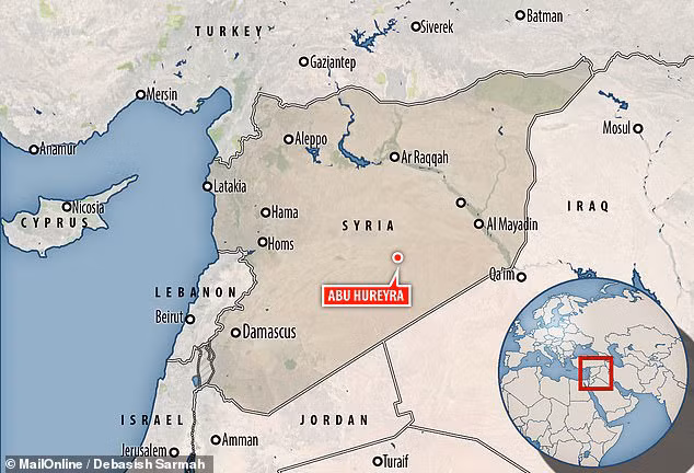 Bản đồ đánh dấu di chỉ Hureyra - ảnh: DAILY MAIL