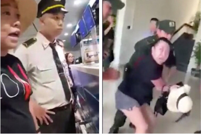 Nữ đại úy công an lăng mạ nhân viên hàng không sân bay Tân Sơn Nhất tháng 8.2019 - Ảnh: cắt từ clip - Tiến Sỹ