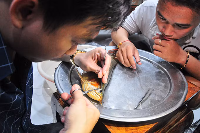 Một ca “phẫu thuật thẩm mỹ” làm đẹp mắt cho cá rồng.