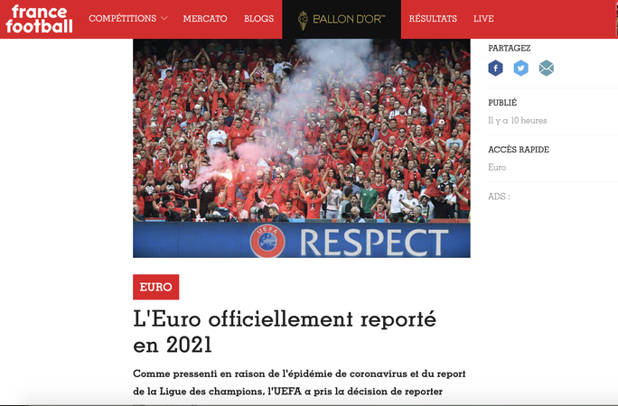 France Football mơ EURO trở lại rạng rỡ hơn sau m một năm nữa