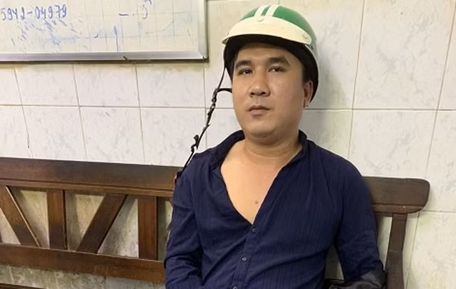 Đối tượng Nguyễn Phương Trung tại cơ quan công an lúc bị bắt.