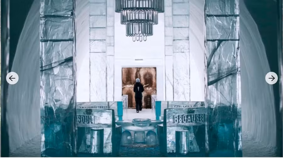  Khách sạn băng ICEHOTEL ở Jukkasjärvi, Thụy Điển kỷ niệm mùa đông thứ 30 năm 2019/2020. Ảnh: AFP/Getty.