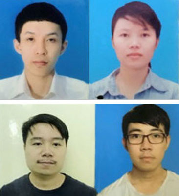 Các đối tượng trong băng lừa đảo do Lê Tiến Danh cầm đầu  Các đối tượng trong băng lừa đảo do Lê Tiến Danh cầm đầu