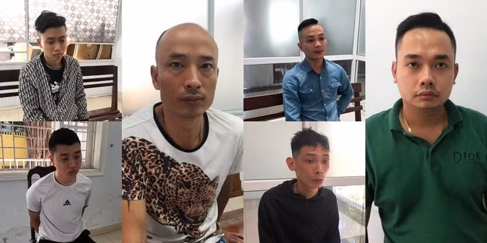 Nhóm đối tượng cho vay nặng lãi tại cơ quan điều tra (ảnh: Công an cung cấp)