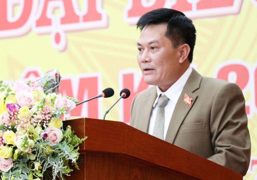 Ông Nguyễn Hữu Thọ-Bí thư Huyện ủy Đak Đoa phát biểu khai mạc Đại hội. Ảnh: Phương Linh