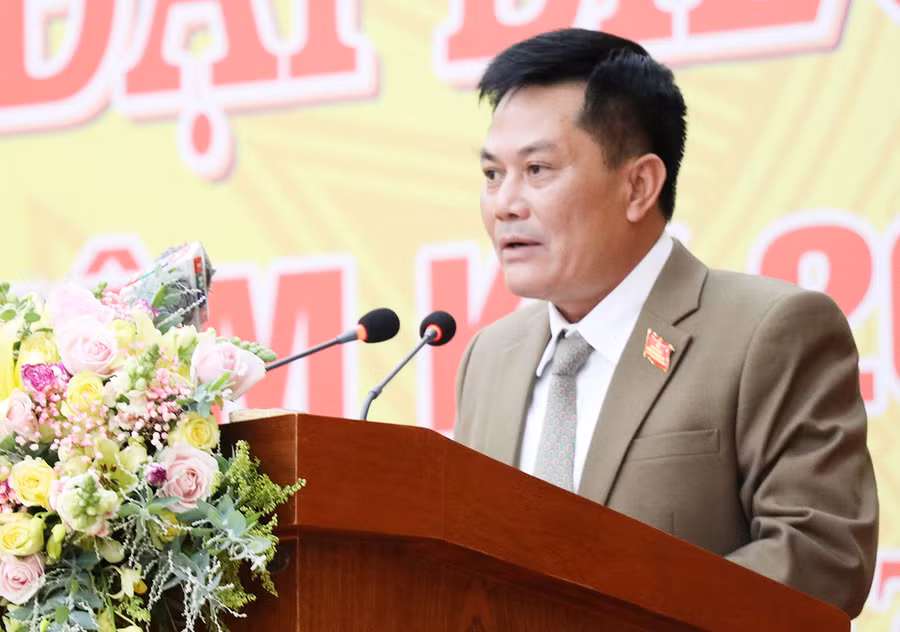 Ông Nguyễn Hữu Thọ-Bí thư Huyện ủy Đak Đoa phát biểu khai mạc Đại hội. Ảnh: Phương Linh