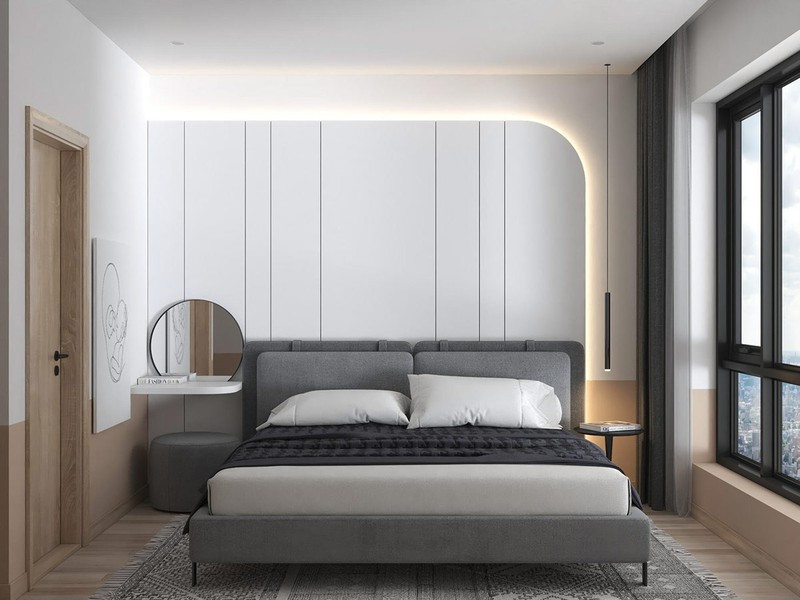 Phòng ngủ tiếp theo sử dụng nhiều đường nét mềm mại hơn cũng như màu sắc có phần dễ chịu hơn. Phòng ngủ tiếp theo sử dụng nhiều đường nét mềm mại hơn cũng như màu sắc có phần dễ chịu hơn.