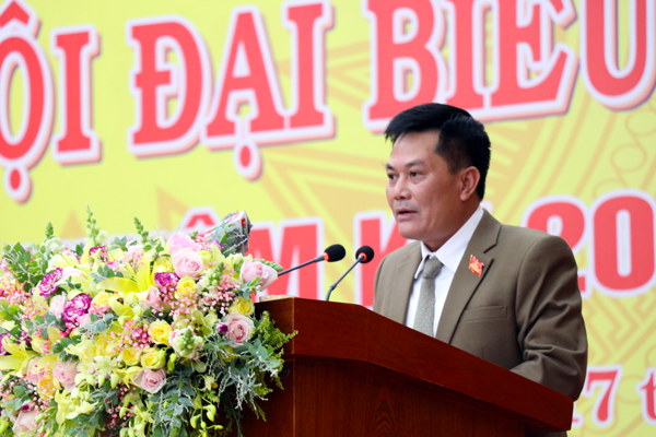 Ông Nguyễn Hữu Thọ-Bí thư Huyện ủy Đak Đoa-phát biểu khai mạc Đại hội. Ảnh: Phương Linh Ông Nguyễn Hữu Thọ-Bí thư Huyện ủy Đak Đoa phát biểu khai mạc đại hội. Ảnh: Phương Linh